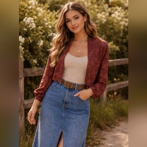 Free People XS burnout floral boho oversized lightweight festival jacket